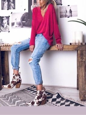 Buckle Cow Print Women’s Booties